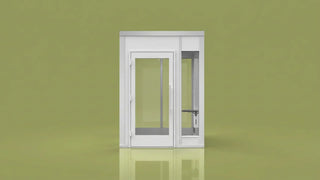 6' × 6' Conversation Suite — Sky White Composite / White Melamine / Front & Back Windows