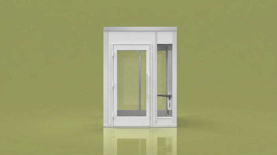 6' × 6' Conversation Suite — Sky White Composite / White Melamine / Front & Back Windows