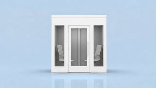 8' × 4' Collaboration Pod — White Composite / Medium Gray PET